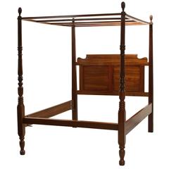 Vintage Very Fine Solid Mahogany Queen Canopy Bed