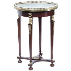 19th Century French Empire White Marble & Ormolu Occasional Table