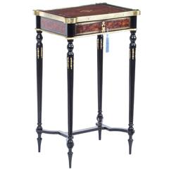 19th Century Burr Walnut Ebonized Work Table, Signed Tahan, Paris