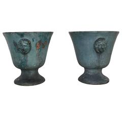 Rare Pair of Cast Iron Vases Rouen, France Circa 1850