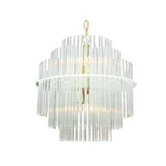 Lightolier Import Tiered Glass Rod Lucite Chandelier 8