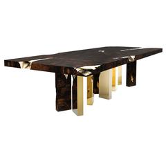 Boca Do Lobo Large Elongated Octagon Modern Brass and Wood Empire Centre Table 4