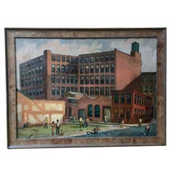 Chicago Street Scene Oil Painting 'Signed'
