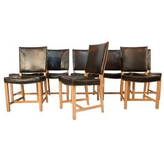 Set of Eight Leather Dining Chairs