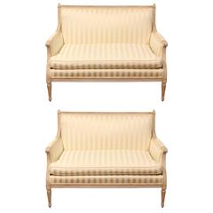 Fine Pair of Mid-Century Louis XVI Style Loveseats