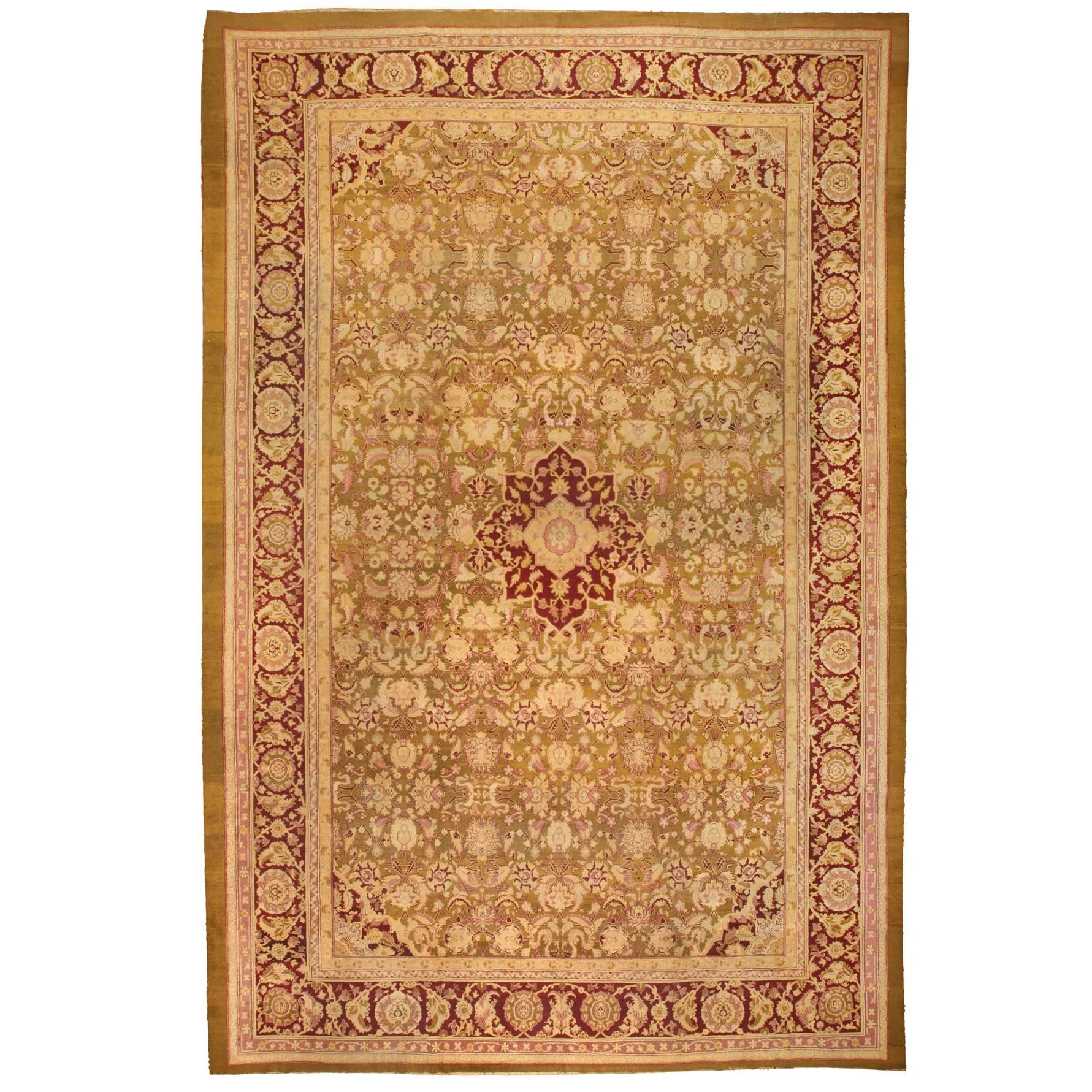 Antique 19th Century Oversize Indian Amritsar Carpet For Sale