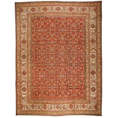 Antique Mid-19th Century Oversize Indian Agra Mirzapour Carpet