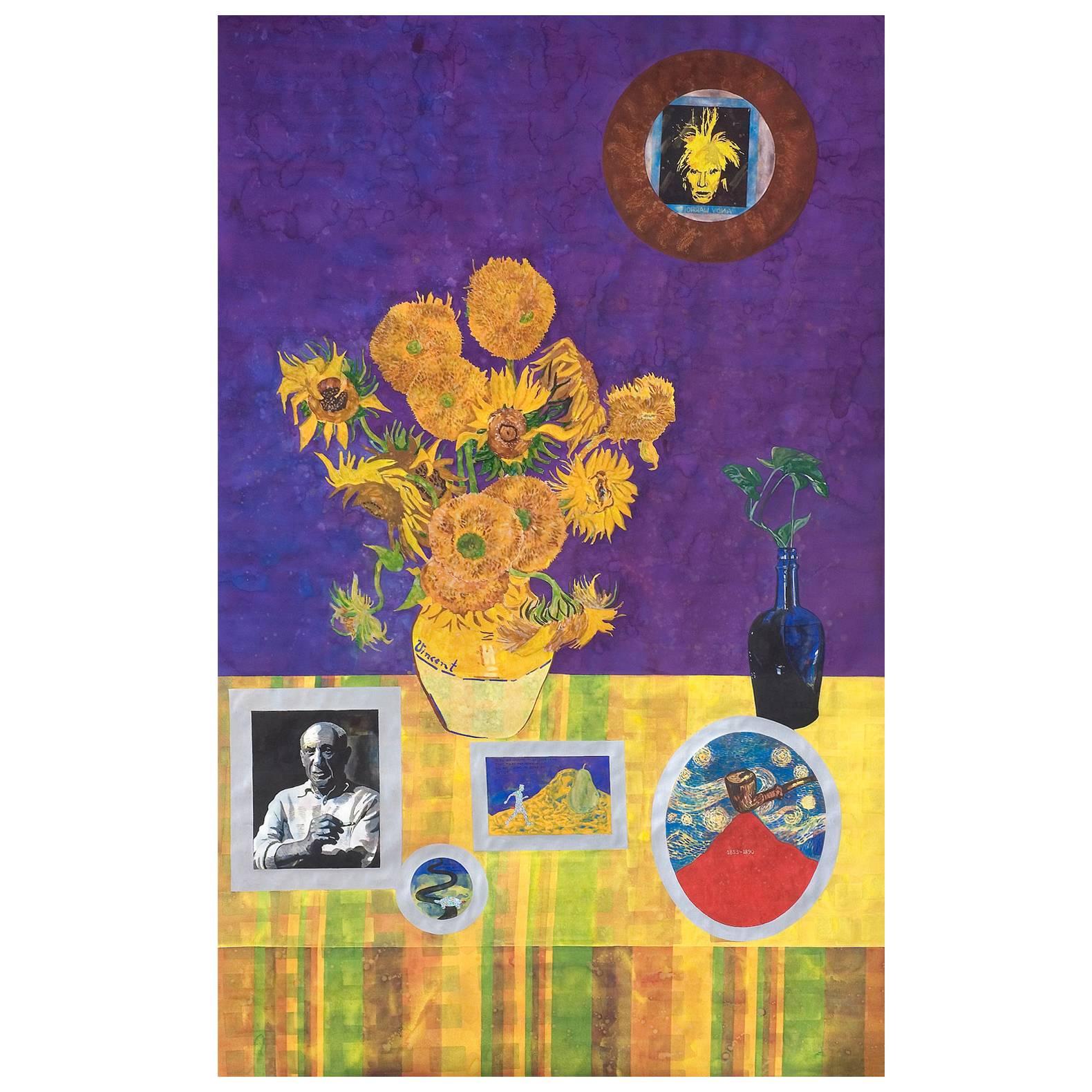 Contemporary Art Painting: Van Gogh and Sunflowers For Sale
