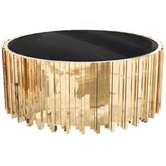 European Modern Gold-Plated Brass and Marble Round Centre Table by Luxxu