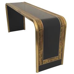 Bernhard Rohne Acid Etched Brass Console Table for Mastercraft Bernhard Rohne Acid Etched Brass Console Table for Mastercraft