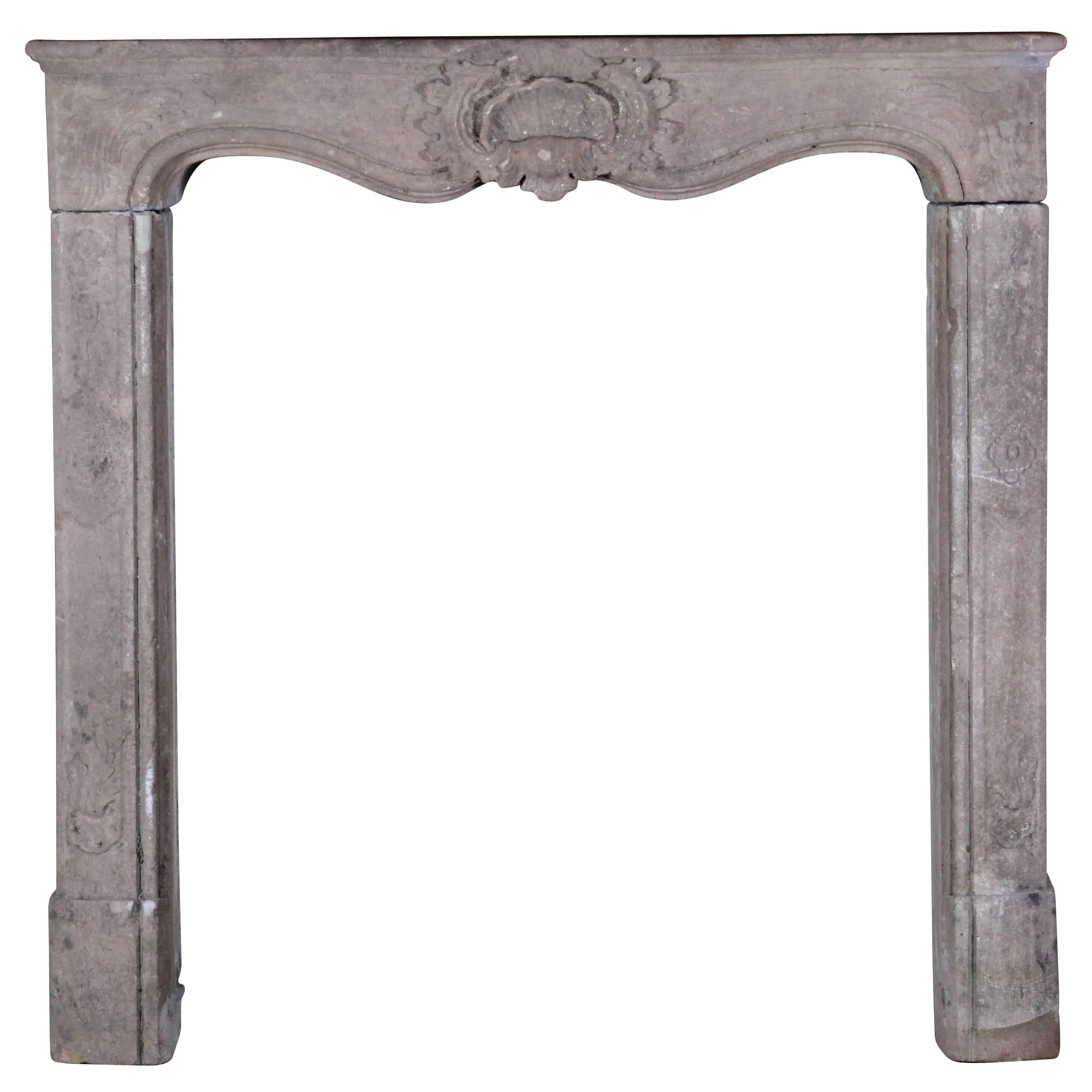Rare 18th Century Original Antique Fireplace Mantle in Limestone For Sale