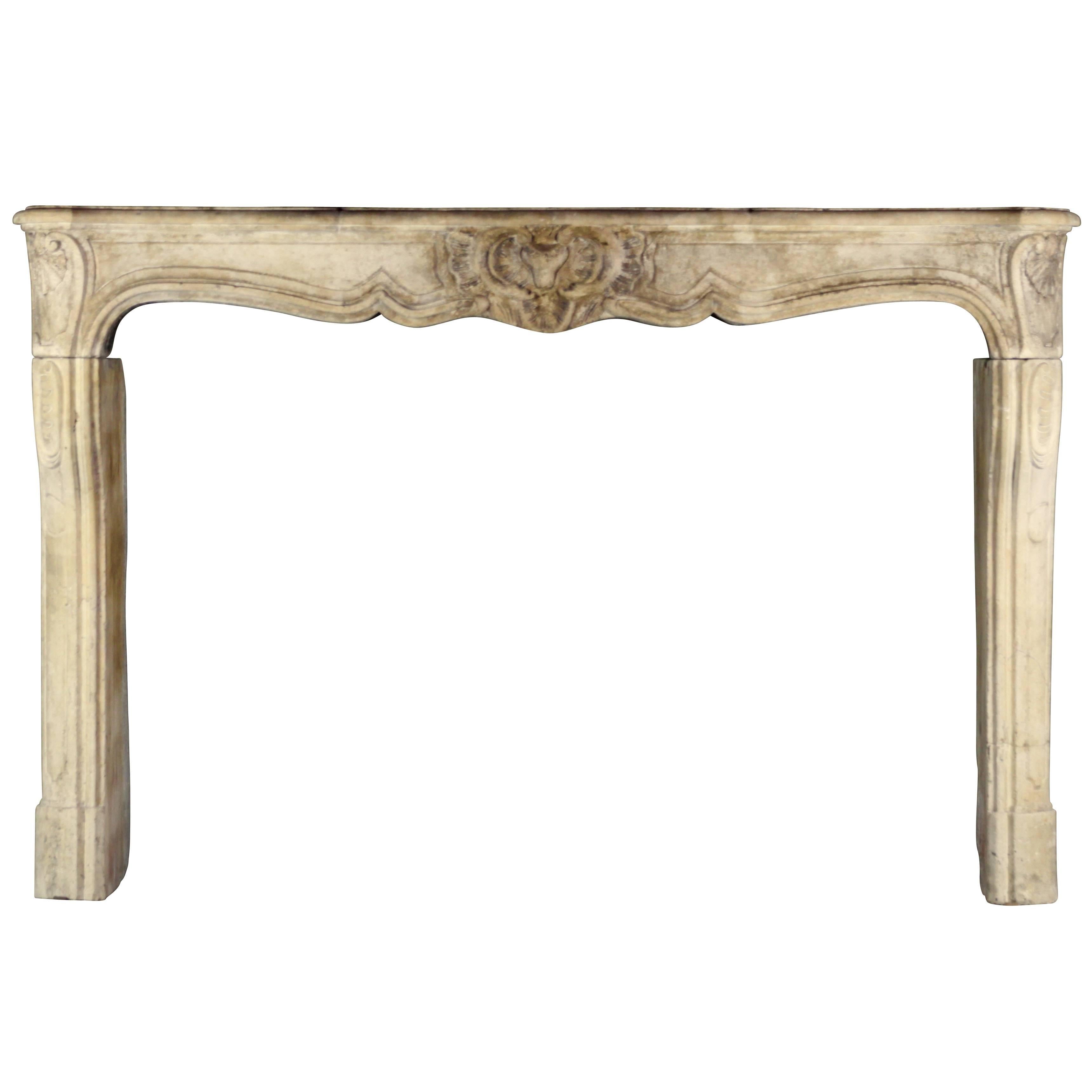 18th Century Original French Country Limestone Mantel For Sale