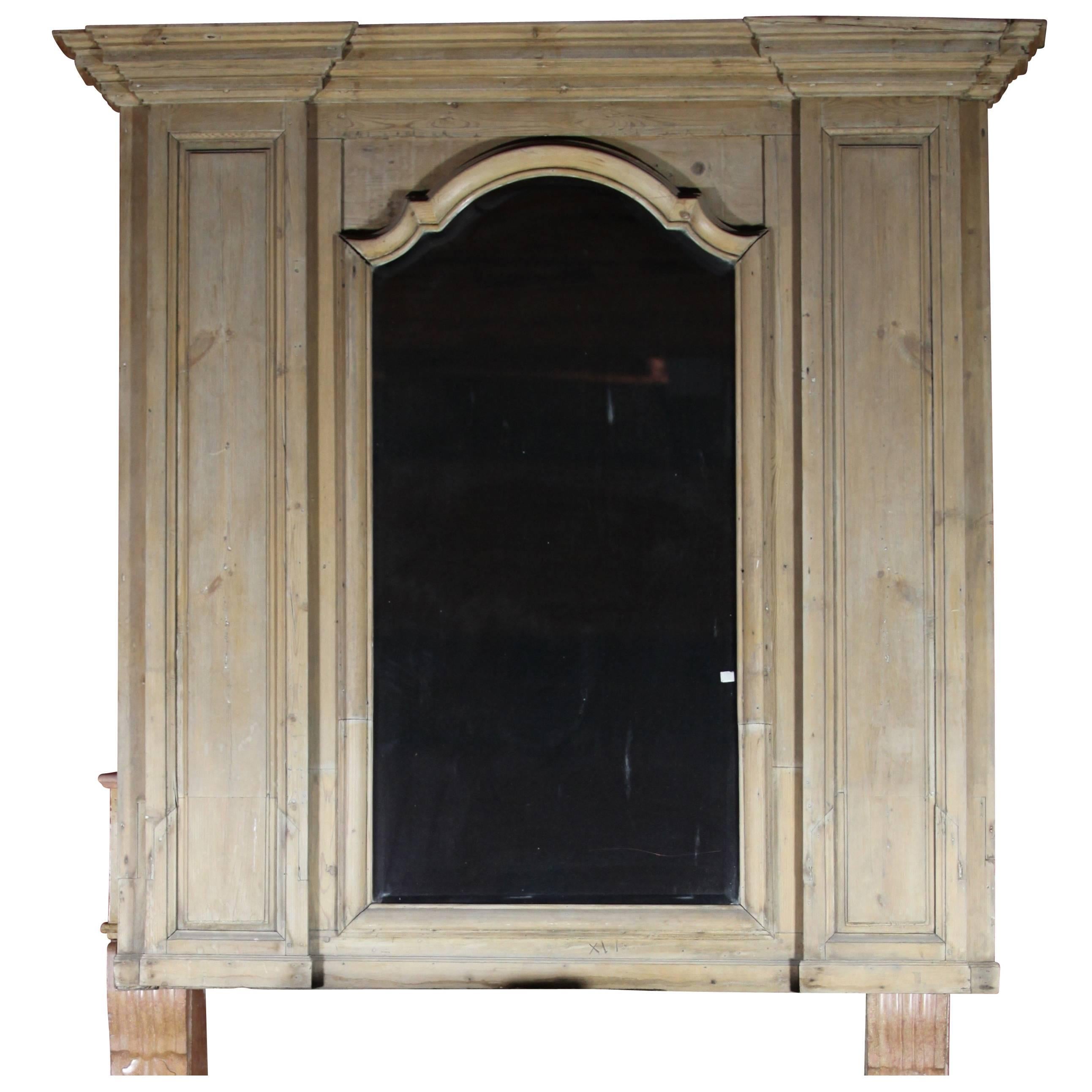 Rare 19th Century Pine Trumeau 'Upper Mantel' For Sale