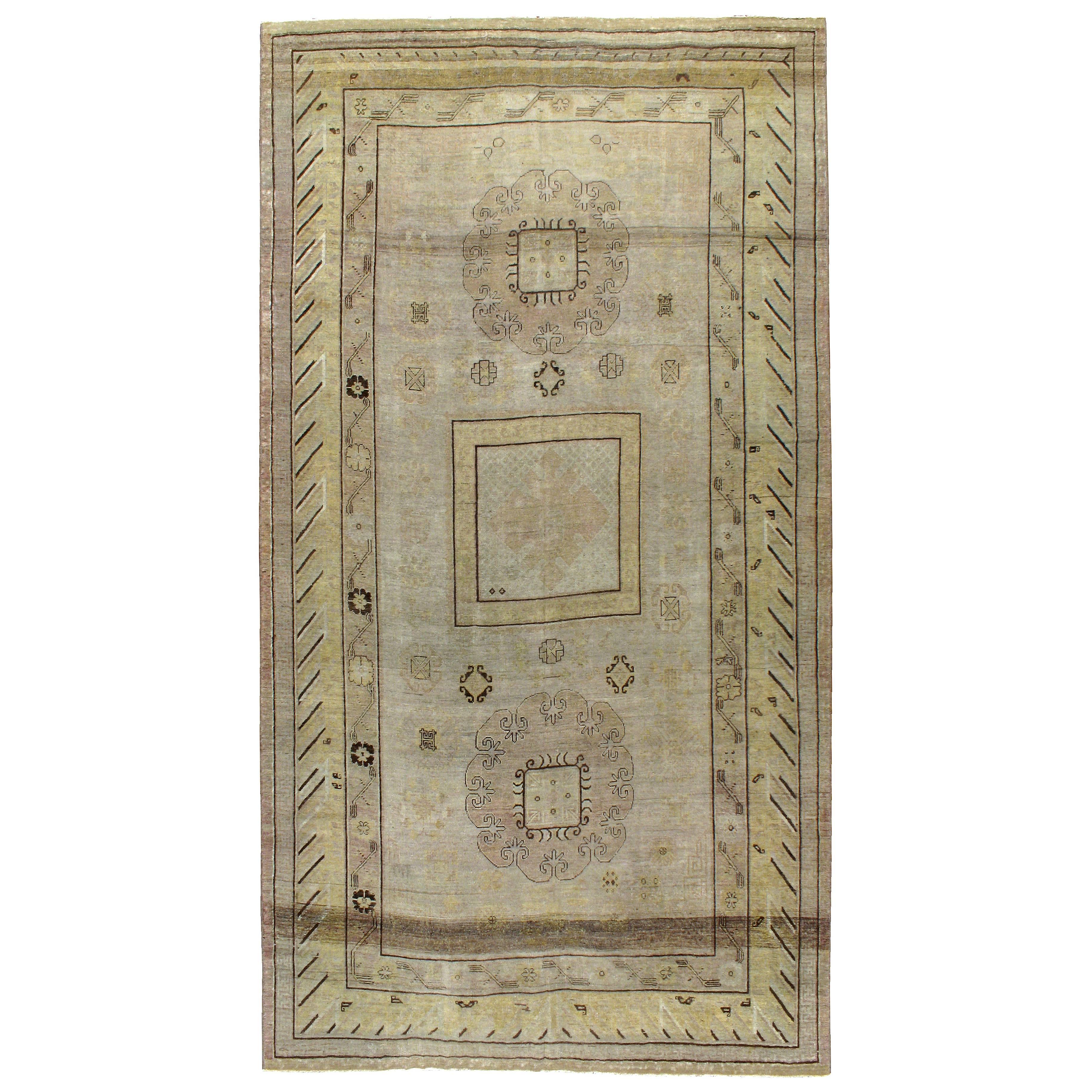 Alfombra antigua Khotan del Turquestán Oriental