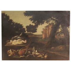 18th Century Painting Oil on Canvas Landscape with Ruins 3