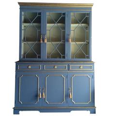 Vintage Style Bookcase Display Cabinet Breakfront French Painted Mahogany