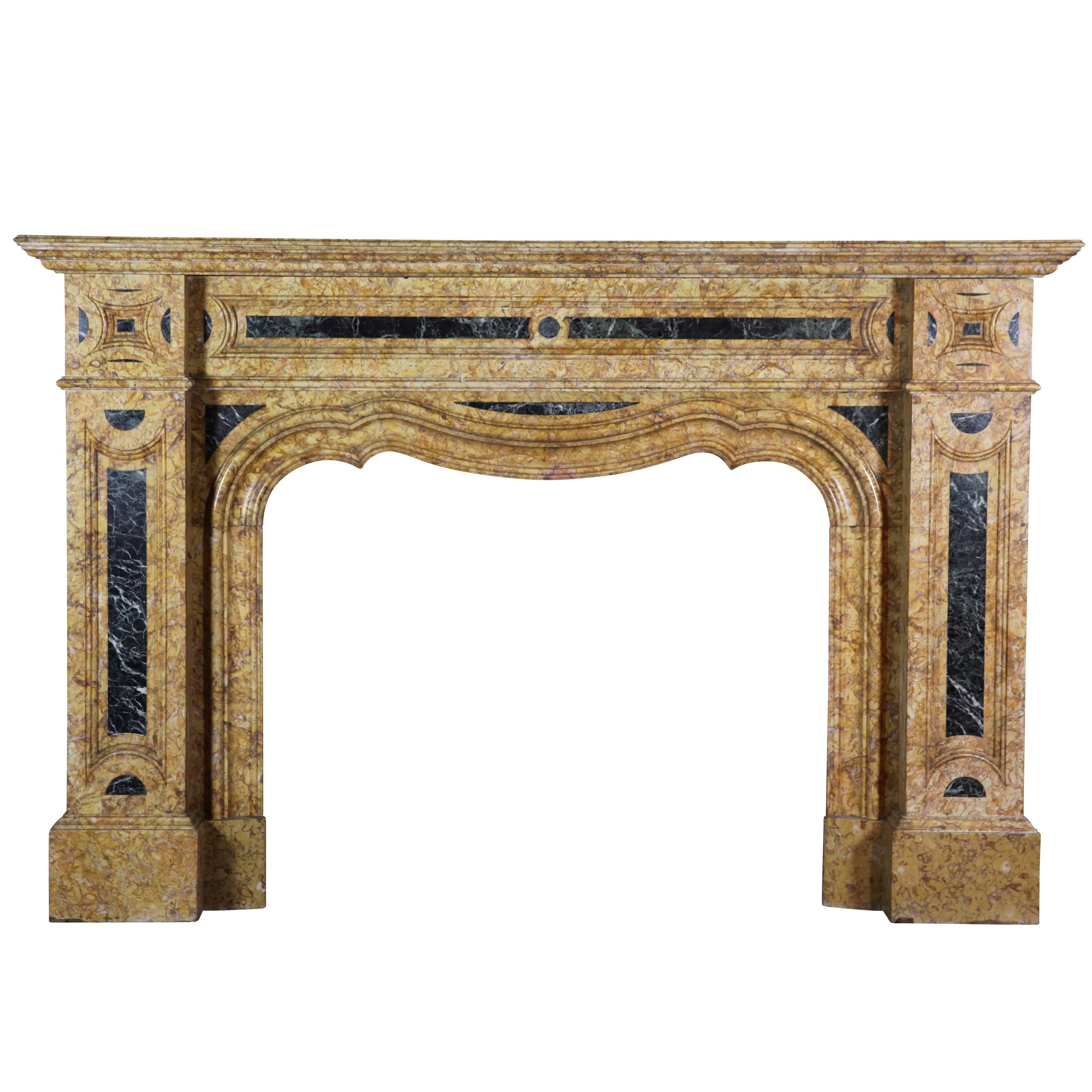 19th Century Original Belgian Antique Fireplace Mantle in Marble