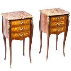 Antique Pair of French Marquetry Bedside Chests, circa 1900