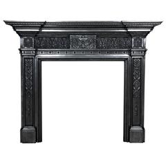 Grand Antique English Neoclassical Cast Iron Fireplace