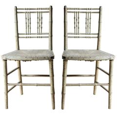 Attractive Pair of circa 1810 Regency Painted Faux Bamboo Side Chairs
