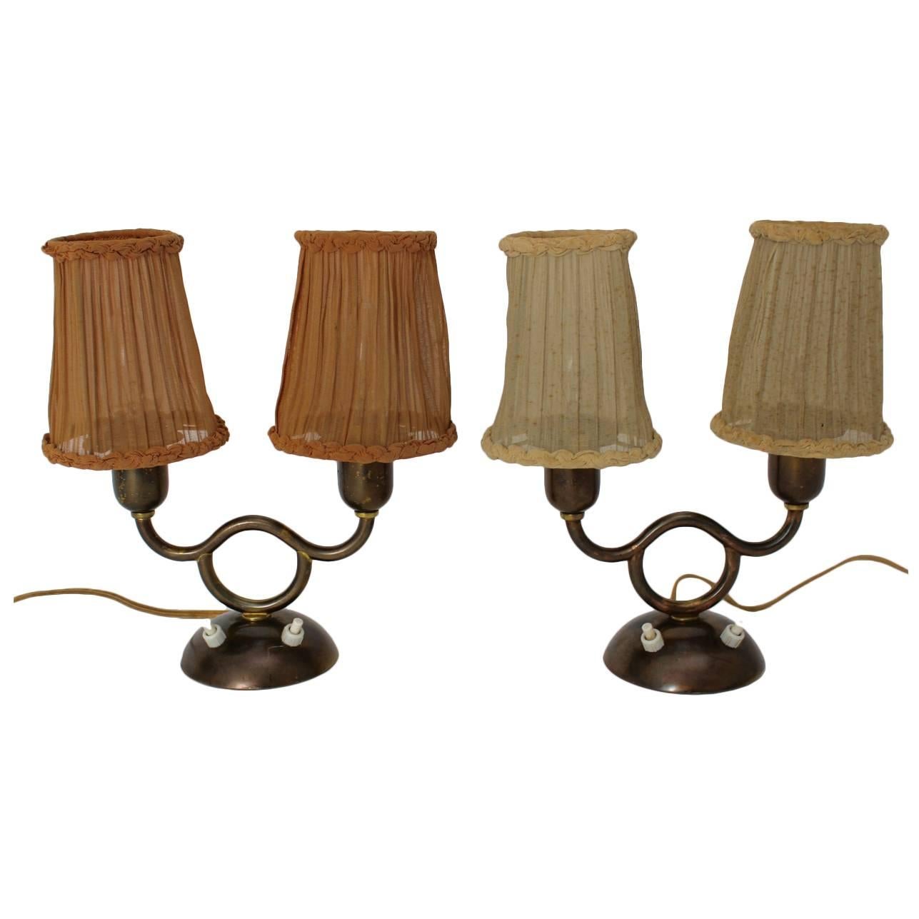 Art Deco Josef Frank Brass Pair of Vintage Table Lamps Vienna 1930s For Sale