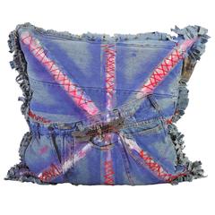 Unique Handmade Rock & Roll Bohemian Style Vintage Denim Cushion 