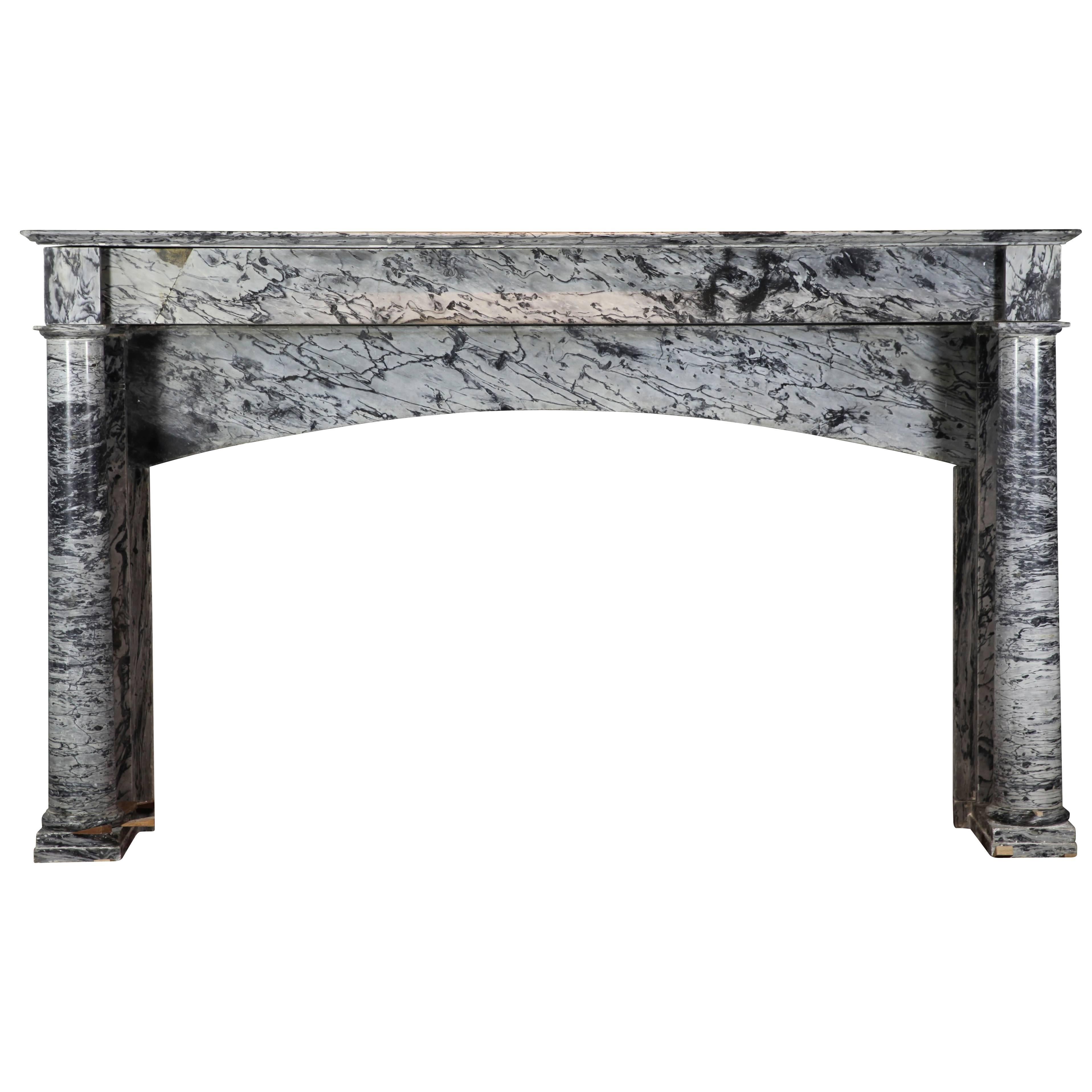 19th Century French Bleu Turquin Marble Antique Fireplace Mantle For Sale