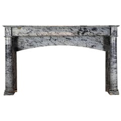 19th Century French Bleu Turquin Marble Antique Fireplace Mantle