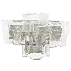 Large Kalmar Brutalist Glass and Polished Steel Wall Light, 1970s 6
