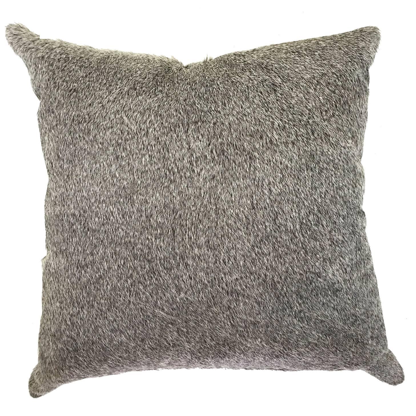 Forsyth Salt and Pepper Grey Brazilian Cowhide Pillow For Sale at 1stDibs