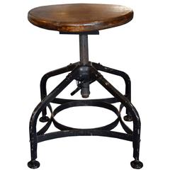 Vintage Iron and Wood Toledo Stool