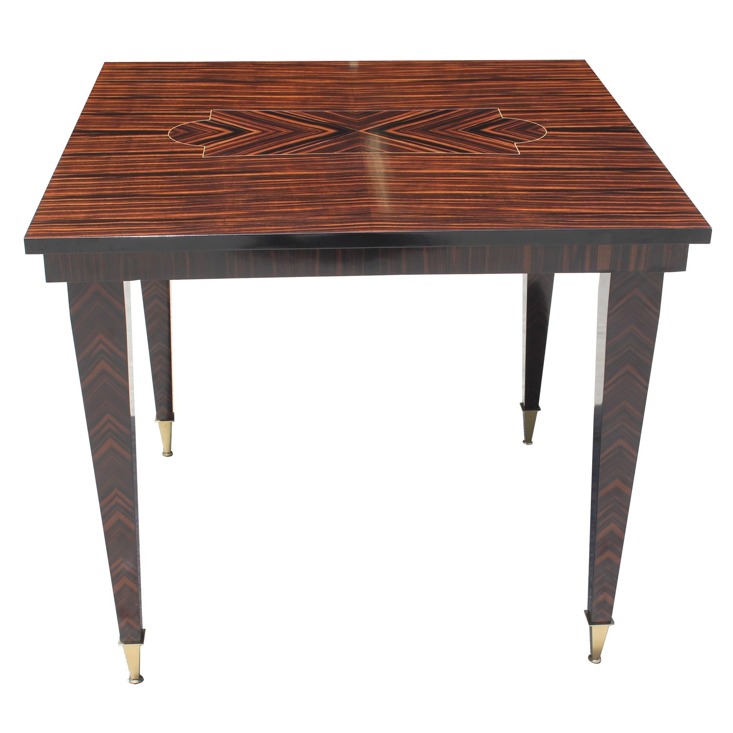 Spectacular French Art Deco Exotic Macassar Ebony Center or Foyer Table