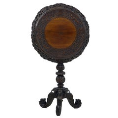 19th Century Carved Hardwood Ceylonese Flip-Top Tripod Table