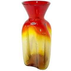 Vintage Mid- Century Blenko Glass Large Amberina Vase By, Wayne Husted