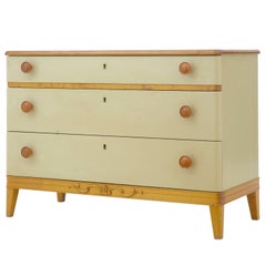 1960s Art Deco Inspired Painted Elm Chest of Drawers Commode