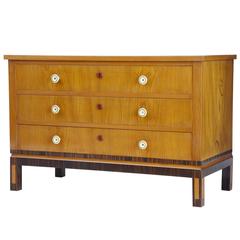1950s Later Deco Swedish Elm Chest of Drawers Commode