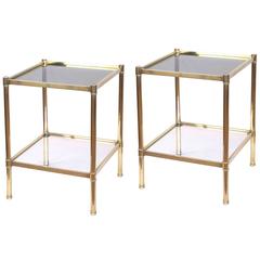 Good Quality Pair of French Roche Bobois 1980s Solid Brass Square Side Tables