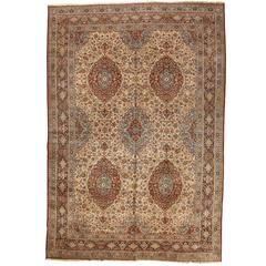Exceptional Antique Oversize Persian Dabir Kashan Carpet