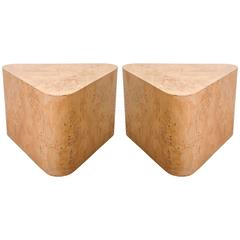 Magnificent Pair of Milo Baughman Style Triangular Form End or Side Tables