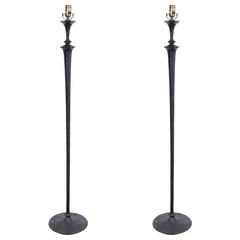 Incredible Pair of Italian Iron Floor Lamps in the Manner of Giacometti