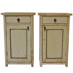 Pair of Painted Pine Nightstands Antique Pair of Painted Pine Nightstands
