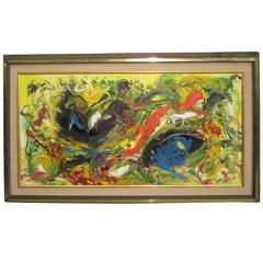 Mid-Century Modern Oil on Canvas Abstract Painting 7