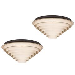 Two Louvered Flush Mount Ceiling Lights