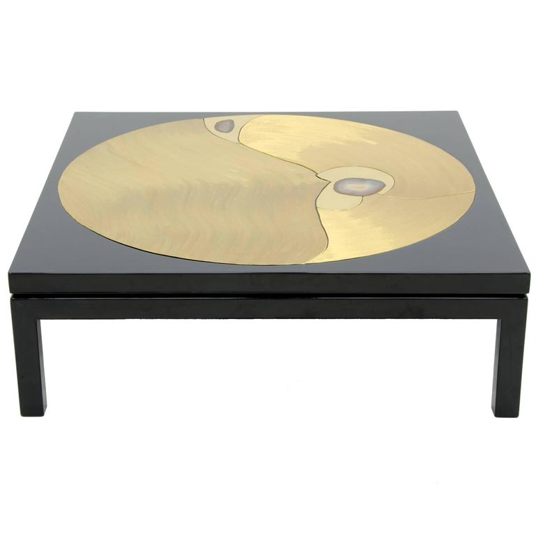 Fernand Dresse Lacquered Resin Coffee Table with Agate Fernand Dresse Lacquered Resin Coffee Table with Agate