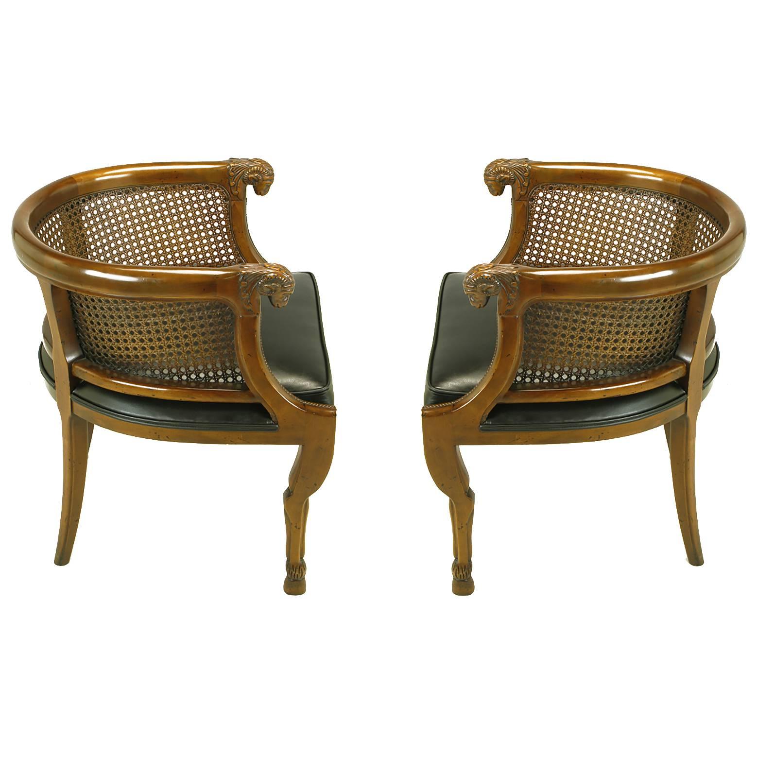 Pair of Tomlinson Rams' Heads and Hoofed Legs Empire-Style Armchairs