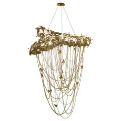 Large European McQueen Gold-Plated, Brass and Swarovski Crystal Luxxu Chandelier 7