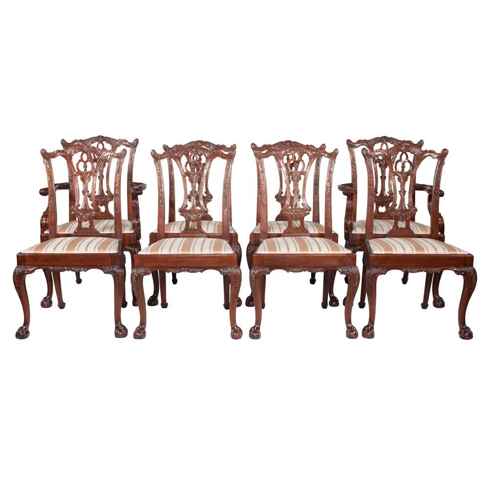 Chippendale Style Dining Chairs, S/8