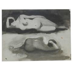 Marcel Delmotte "Nus Couchés," Mixed Technical Signed and Dated 7