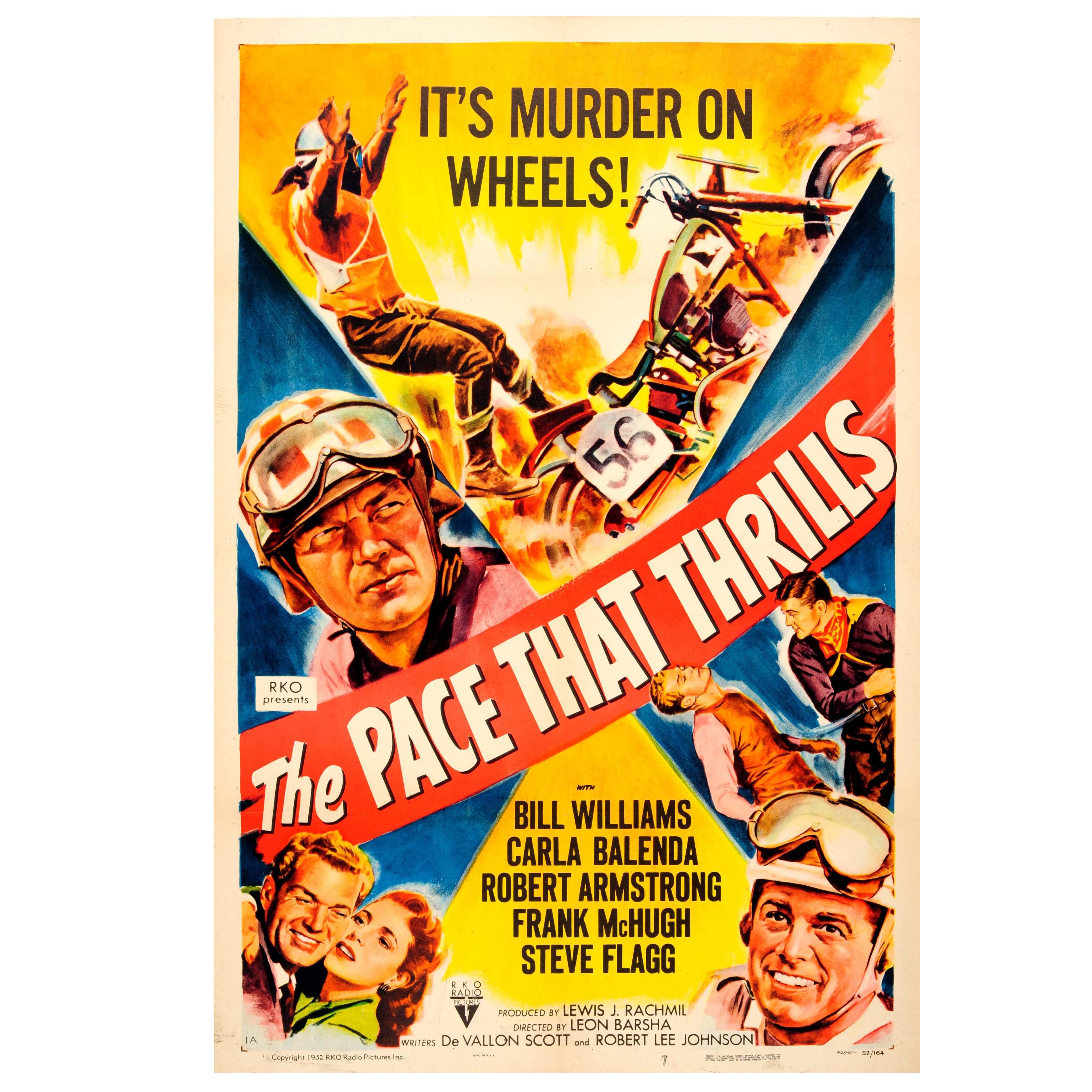 Vintage Movie Poster for a Motorcycle Racing Film “The Pace That Thrills”