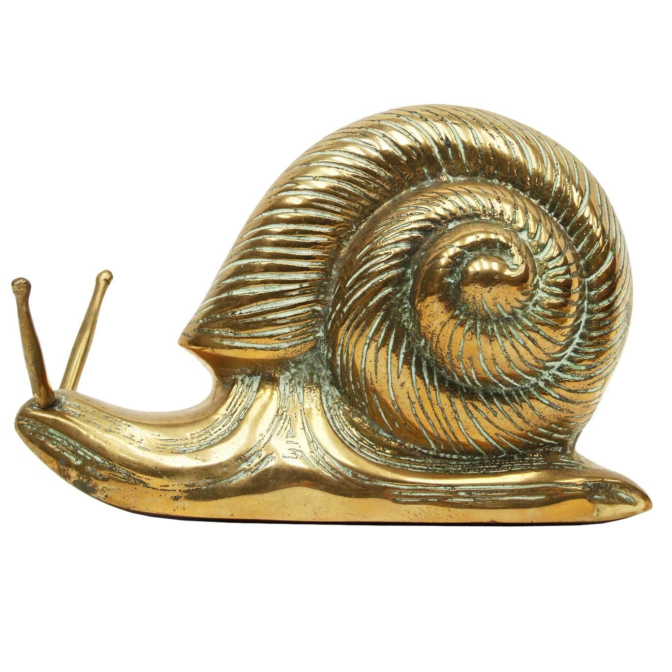1950s Large French Brass Snail Sculpture